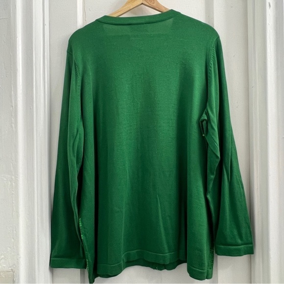 Quacker Factory Green Zip Up Sequin Sweater, size 1X - NWOT - Picture 4 of 4